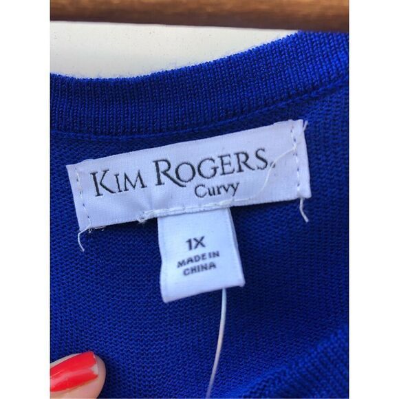 Kim Rogers Women's Delta Blue Closed Knit Ribbed Pullover Sweater Size 1X - Picture 5 of 5